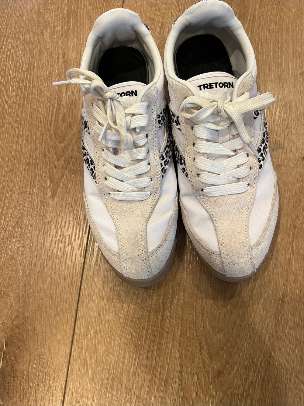 Tretorn White Sneakers with Leopard Accent
